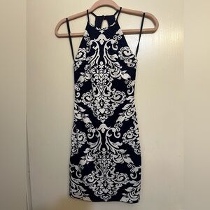 Darling Navy and White Backless Dress